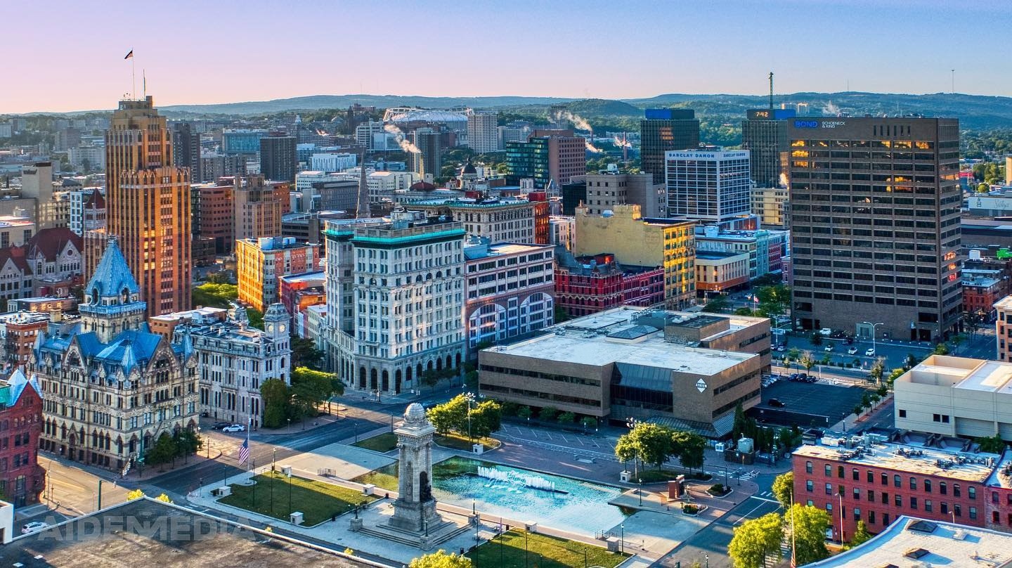 Downtown Syracuse skyline, minutes from Syracuse Grand