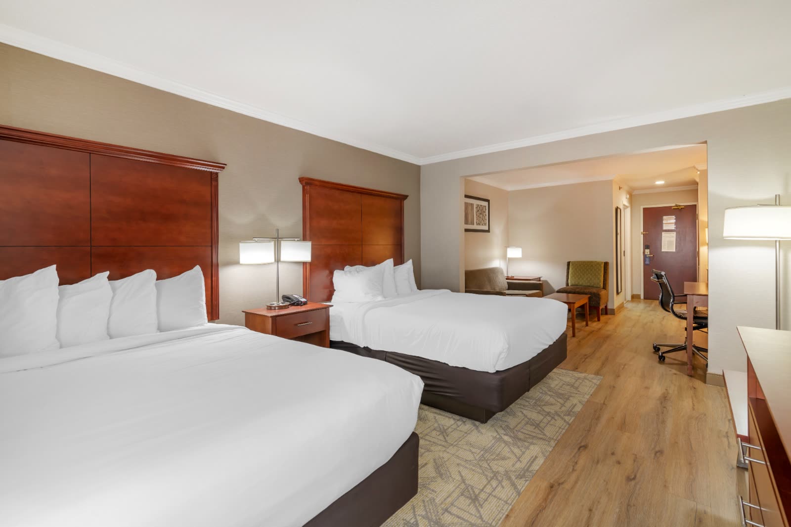 Spacious Two Queen Suite with two queen beds at Syracuse Grand hotel